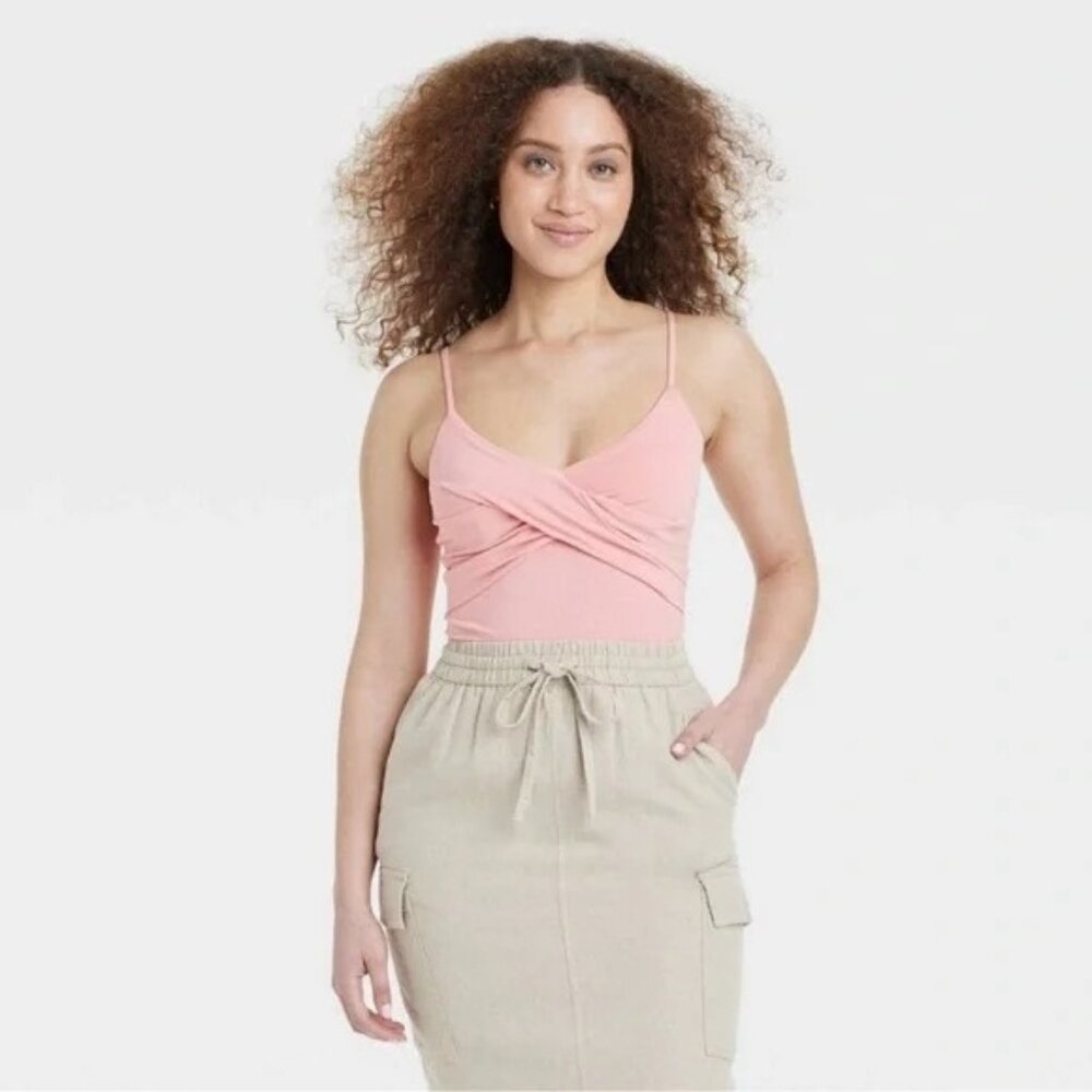 NEW A New Day Slim Fit Twist Bodysuit - Pink - Size Large
